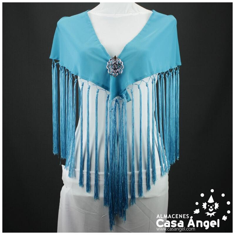 MANTONCILLO DE FLAMENCA TURQUESA CON ACABADO DE BORLÓN