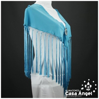 MANTONCILLO DE FLAMENCA TURQUESA CON ACABADO DE BORLÓN