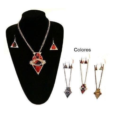 COLLAR Y PENDIENTES ROJOS