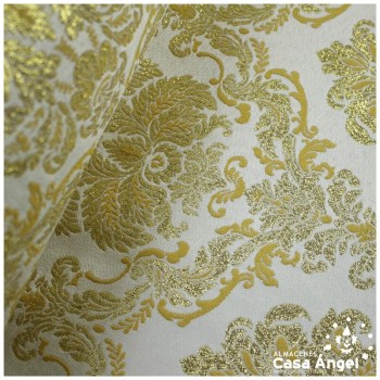 TEJIDO DAMASCO LÚREX SERIE MOLISE BLANCO Y ORO 280cm