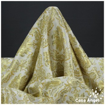 TEJIDO DAMASCO LÚREX SERIE MOLISE BLANCO Y ORO 280cm