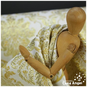 TEJIDO DAMASCO LÚREX SERIE MOLISE BLANCO Y ORO 280cm