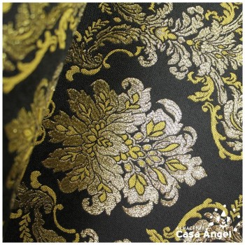 TEJIDO DAMASCO LÚREX SERIE MOLISE NEGRO Y ORO 280cm