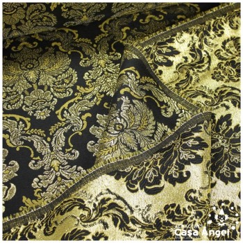 TEJIDO DAMASCO LÚREX SERIE MOLISE NEGRO Y ORO 280cm