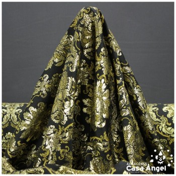 TEJIDO DAMASCO LÚREX SERIE MOLISE NEGRO Y ORO 280cm