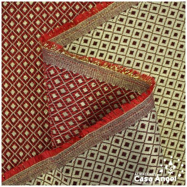 BROCADO REVERSIBLE CON MOTIVO ROJO DE ROMBOS SERIE NANCY 280cm