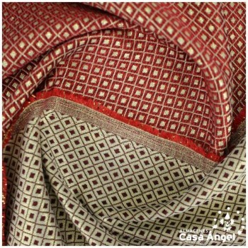 BROCADO REVERSIBLE CON MOTIVO ROJO DE ROMBOS SERIE NANCY 280cm