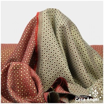 BROCADO REVERSIBLE CON MOTIVO ROJO DE ROMBOS SERIE NANCY 280cm
