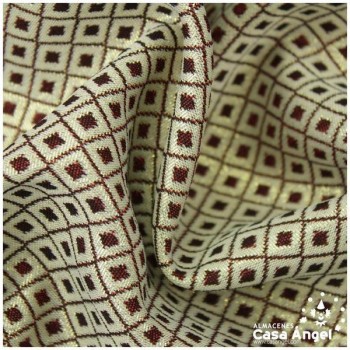 BROCADO REVERSIBLE CON MOTIVO ROJO DE ROMBOS SERIE NANCY 280cm