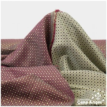 BROCADO REVERSIBLE CON MOTIVO FUCSIA DE ROMBOS SERIE NANCY