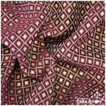 BROCADO REVERSIBLE CON MOTIVO FUCSIA DE ROMBOS SERIE NANCY