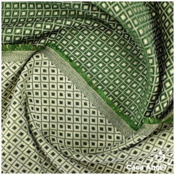 BROCADO REVERSIBLE CON MOTIVO VERDE DE ROMBOS SERIE NANCY 280cm