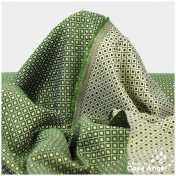 BROCADO REVERSIBLE CON MOTIVO VERDE DE ROMBOS SERIE NANCY 280cm