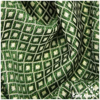 BROCADO REVERSIBLE CON MOTIVO VERDE DE ROMBOS SERIE NANCY 280cm