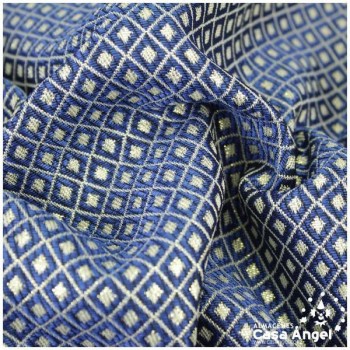 BROCADO REVERSIBLE CON MOTIVO AZUL DE ROMBOS SERIE NANCY 280cm