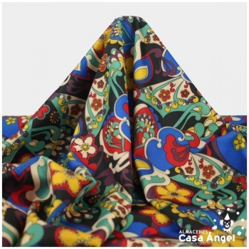 TELA NEOPRENO ESTAMPADO MIX DE FLORES 150cm