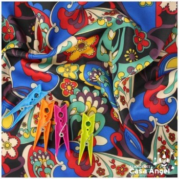 TELA NEOPRENO ESTAMPADO MIX DE FLORES 150cm