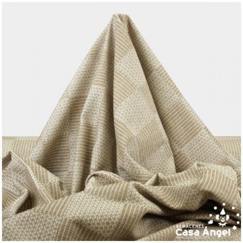 TELA CHENILLA CON TRAMA BEIGE DE CUADROS SERIE NINFA 280cm