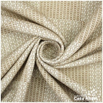 TELA CHENILLA CON TRAMA BEIGE DE CUADROS SERIE NINFA 280cm