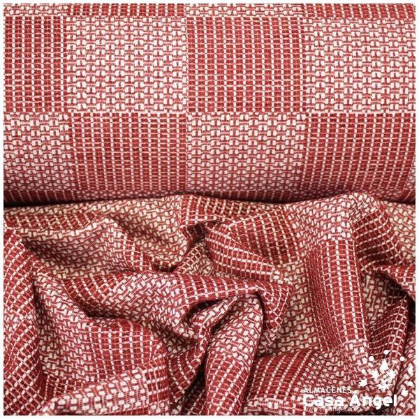 TELA CHENILLA CON TRAMA ROJO DE CUADROS SERIE NINFA 280cm