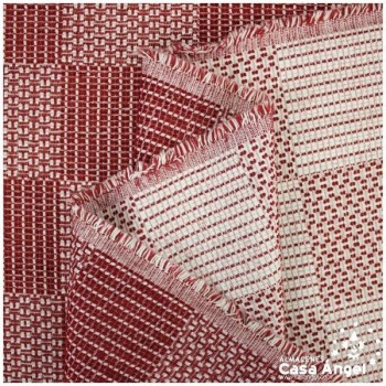 TELA CHENILLA CON TRAMA ROJO DE CUADROS SERIE NINFA 280cm