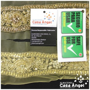 PASAMANERÍA COLOR ORO CON PEDRERÍA STRASS BORDADA A MANO