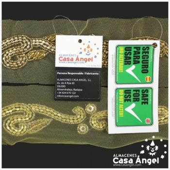 PASAMANERÍA COLOR ORO BORDADA A MANO CON CRISTAL Y ROCALLA