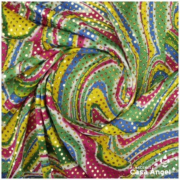 PAN DE ORO ESTAMPADO MULTICOLOR CON LENTEJUELAS 140cm