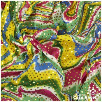 PAN DE ORO ESTAMPADO MULTICOLOR CON LENTEJUELAS 140cm
