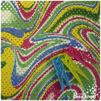 PAN DE ORO ESTAMPADO MULTICOLOR CON LENTEJUELAS 140cm