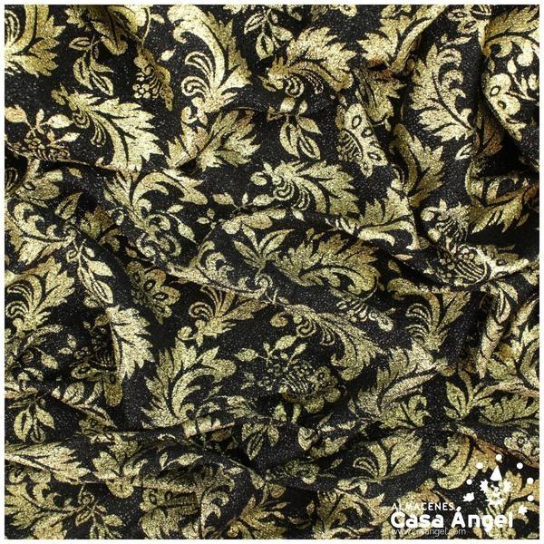 PUNTO LAMÉ NEGRO ESTAMPADO SERIE MARINA 110cm