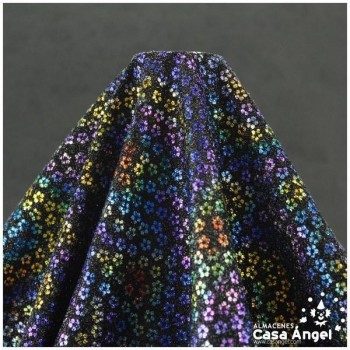 PUNTO NEGRO ESTAMPADO CON FLORES MULTICOLOR SERIE TEA 140cm