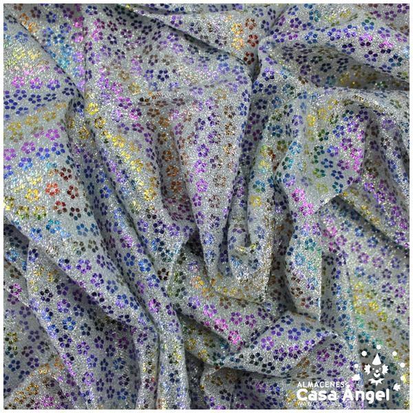 PUNTO PLATA ESTAMPADO CON FLORES MULTICOLOR SERIE TEA 140cm