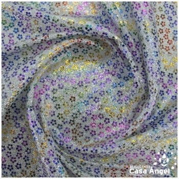 PUNTO PLATA ESTAMPADO CON FLORES MULTICOLOR SERIE TEA 140cm