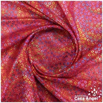 PUNTO ROJO ESTAMPADO CON FLORES MULTICOLOR SERIE TEA 140cm