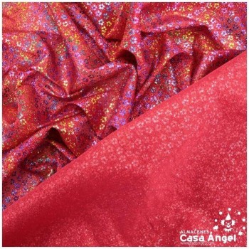 PUNTO ROJO ESTAMPADO CON FLORES MULTICOLOR SERIE TEA 140cm