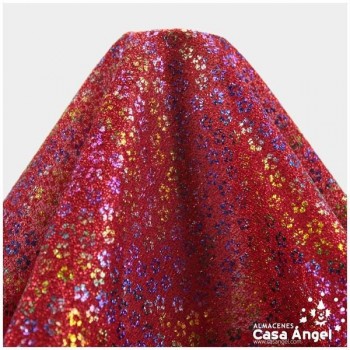 PUNTO ROJO ESTAMPADO CON FLORES MULTICOLOR SERIE TEA 140cm