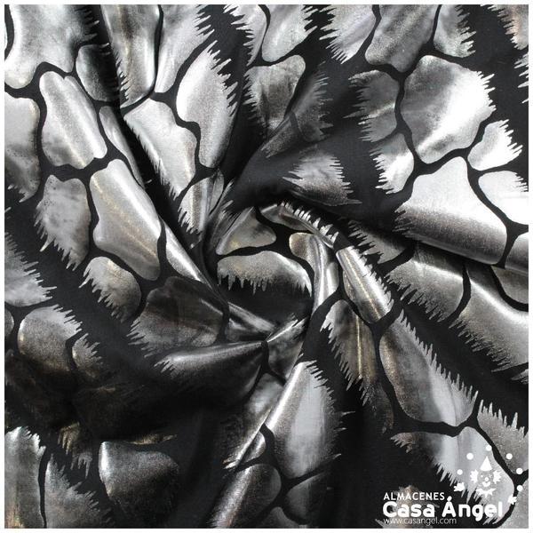 LYCRA NEGRA ESTAMPADO PLATA SERIE TORTUGAS 150cm