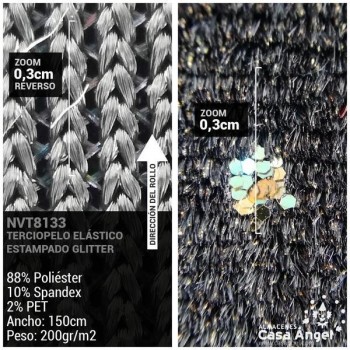 TERCIOPELO ELÁSTICO DEGRADÉ CON PURPURINA ORO 150cm