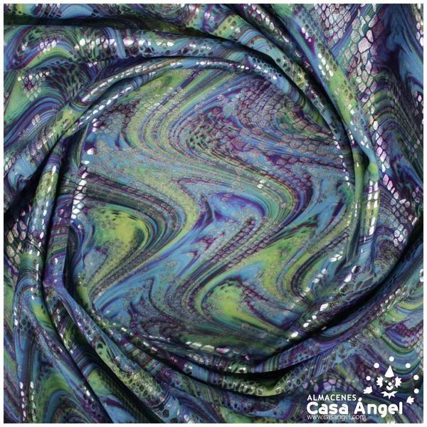 LYCRA ESTAMPADA MULTICOLOR CON PELÍCULA FOIL SERIE LIQUID 150cm