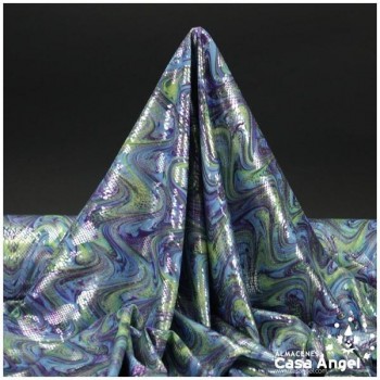 LYCRA ESTAMPADA MULTICOLOR CON PELÍCULA FOIL SERIE LIQUID 150cm