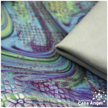 LYCRA ESTAMPADA MULTICOLOR CON PELÍCULA FOIL SERIE LIQUID 150cm