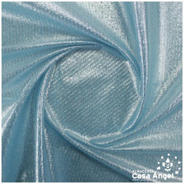 TELA LAMÉ CELESTE TEXTURA A RAYAS SERIE OASIS 150cm