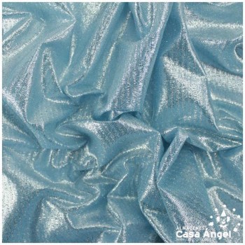 TELA LAMÉ CELESTE TEXTURA A RAYAS SERIE OASIS 150cm