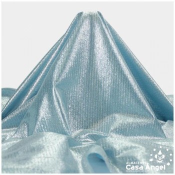 TELA LAMÉ CELESTE TEXTURA A RAYAS SERIE OASIS 150cm