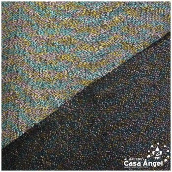 TELA LAMÉ MULTICOLOR TEXTURA A RAYAS SERIE OASIS 150cm