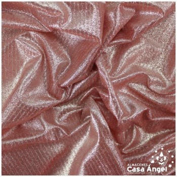 TELA LAMÉ ROSA SALMÓN TEXTURA A RAYAS SERIE OASIS 150cm