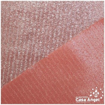 TELA LAMÉ ROSA SALMÓN TEXTURA A RAYAS SERIE OASIS 150cm