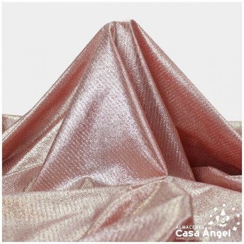 TELA LAMÉ ROSA SALMÓN TEXTURA A RAYAS SERIE OASIS 150cm