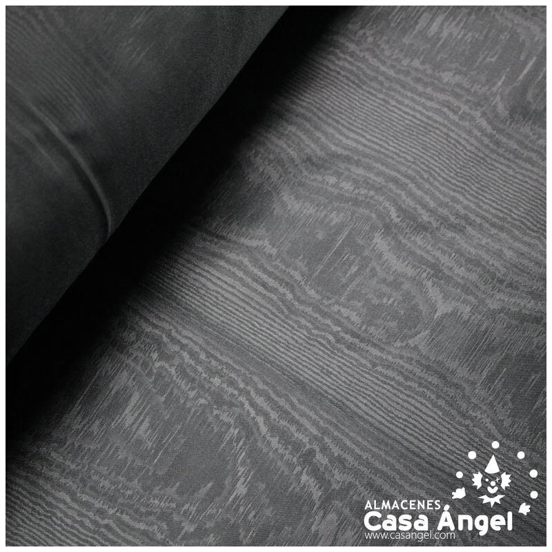 RASO NEGRO ESTAMPADO MOHARÉ EFECTO MADERA 150cm NEGRO